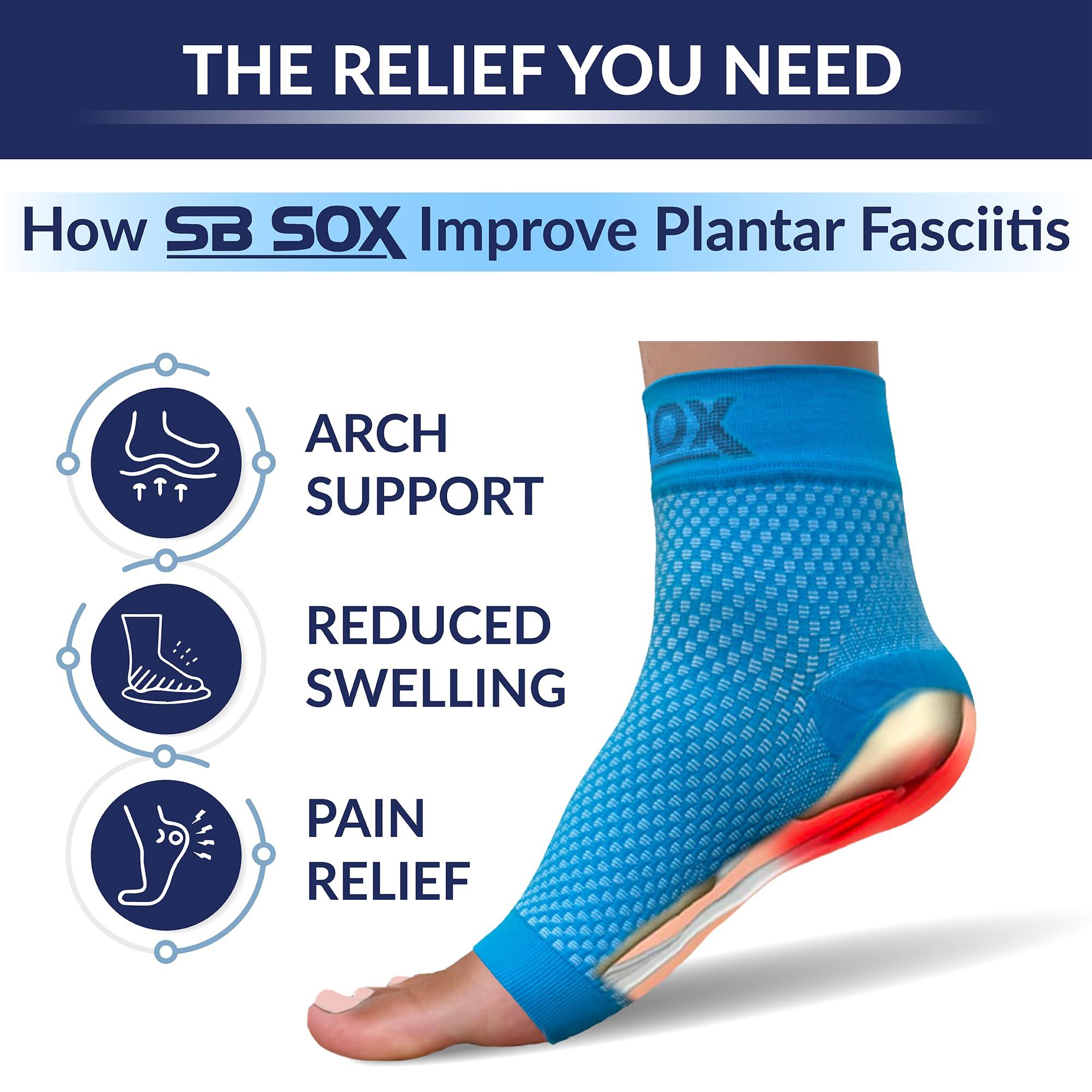 SB SOX SB SOX Compression Foot Sleeves for Men & Women - BEST Plantar Fasciitis Socks for Plantar Fasciitis Pain Relief, Heel Pain, and Treatment for Everyday Use with Arch Support (Blue, Large)