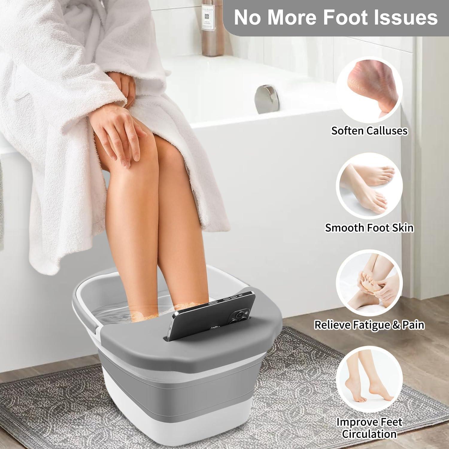 Deoxys Deoxys Collapsible Foot Bath Soak Tub for Soaking Feet, Foot Massager Bucket with Massage Acupoints,Foot Soaking Tub with Phone Placement Slot, Multi-function Collapsible Bucket