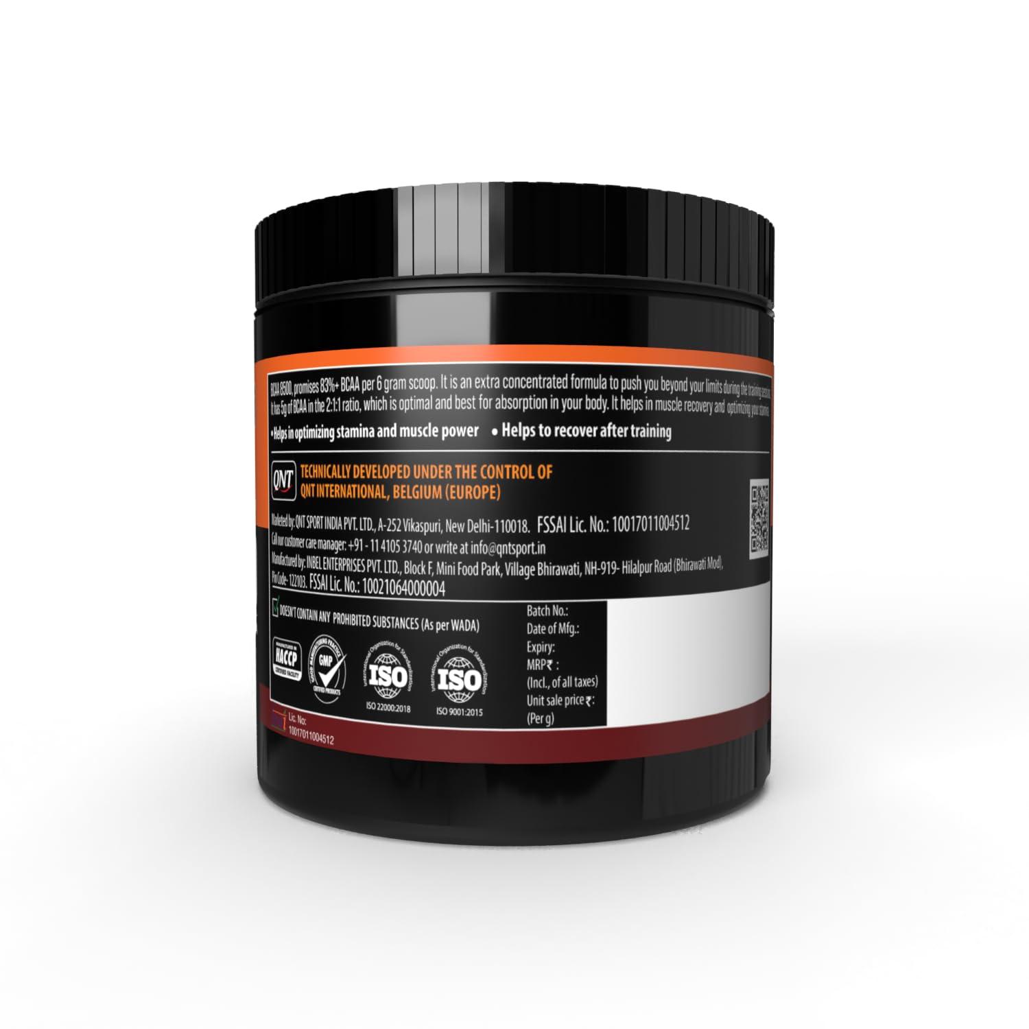 QNT QNT BCAA 8500 | 180g | 30 Servings | Cola Flavour | 2500mg L-Leucine, 1250mg L-Isoleucine, 1250mg L-Valine | Hydration & Muscle Recovery Supplement | Pre/Post Workout for Strength & Stamina
