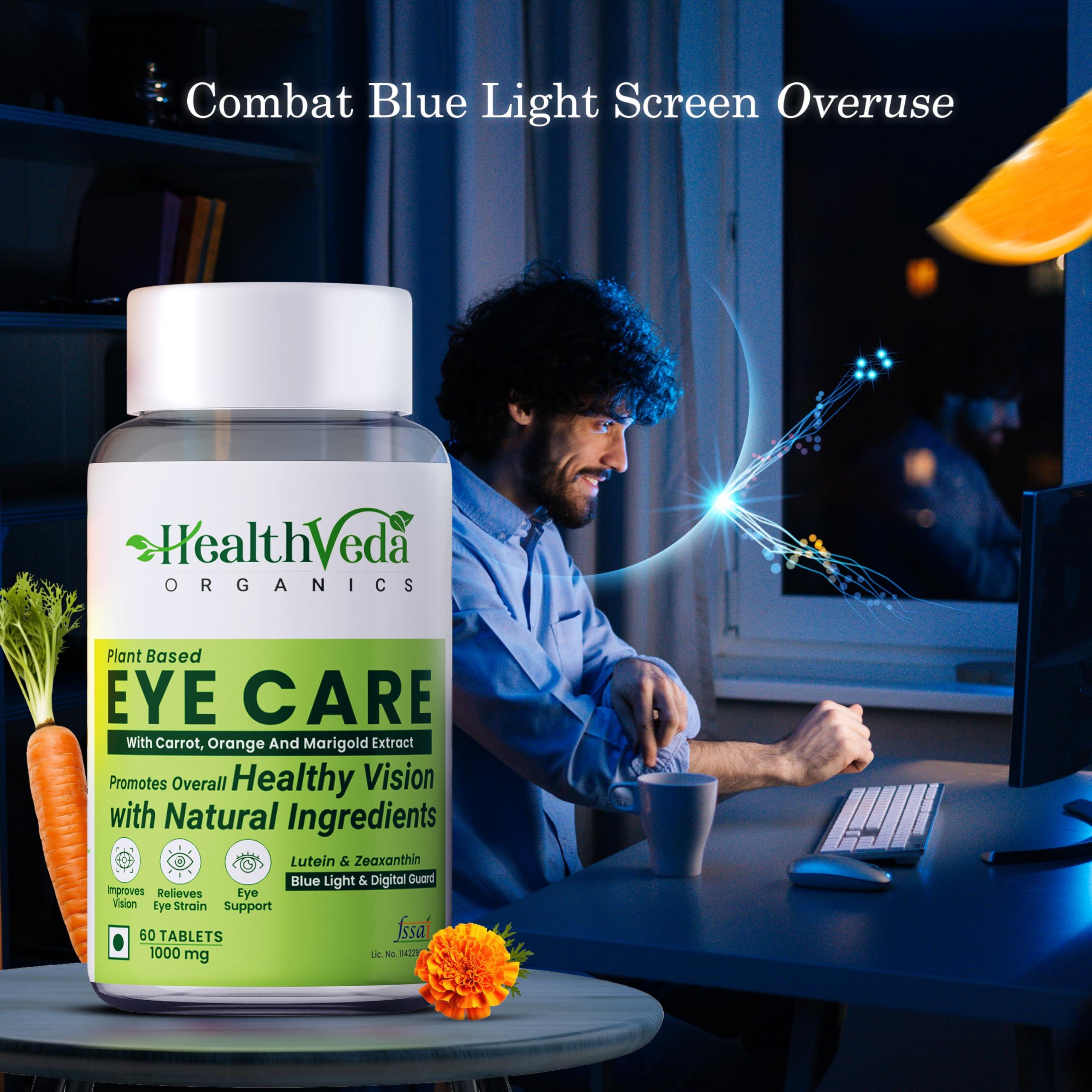 Health Veda Organics HEALTH VEDA ORGANICS PRIVATE LIMITED Plant Based Eye Care with Lutemax 2020 I 60 Veg Tablets I Protects from Blue Light & Improves Vision I For both for Men & Women
