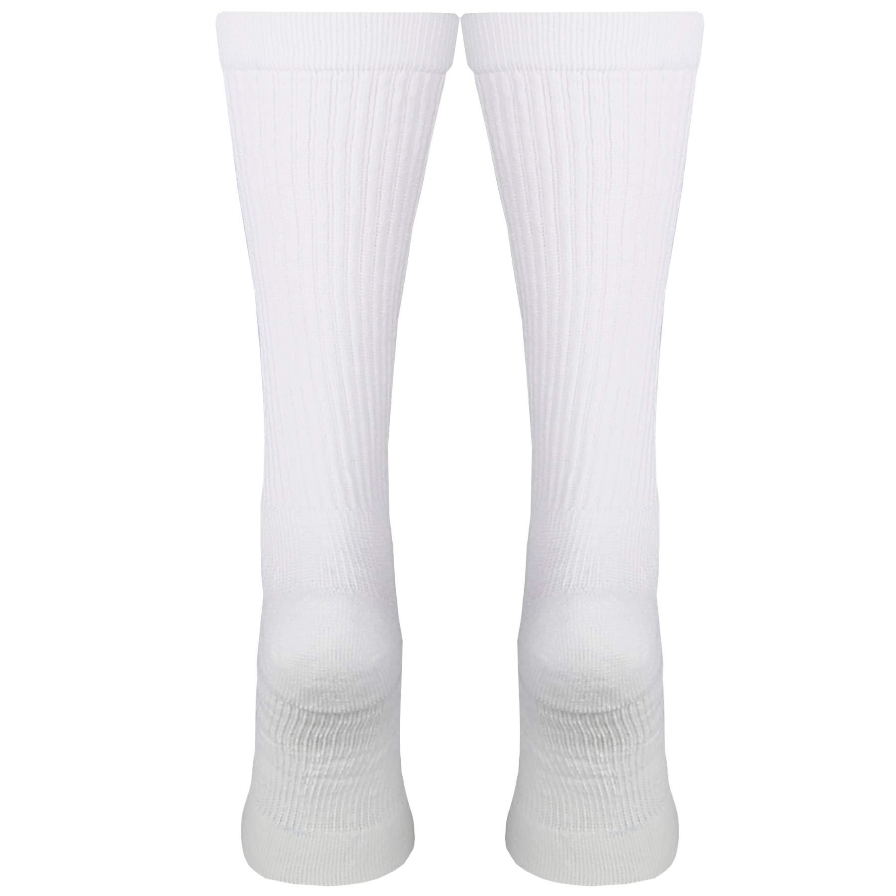 NuVein NuVein Compression Socks Mid Calf Crew Length 15-20 mmHg Graduated Support Cushion Foot, White, Small