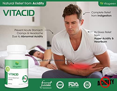 VitaGreen VitaGreen VITACID For Acidity, 500 mg, 90 Capsules (Pack of 3) 100% Herbal, Natural, Ayurveda