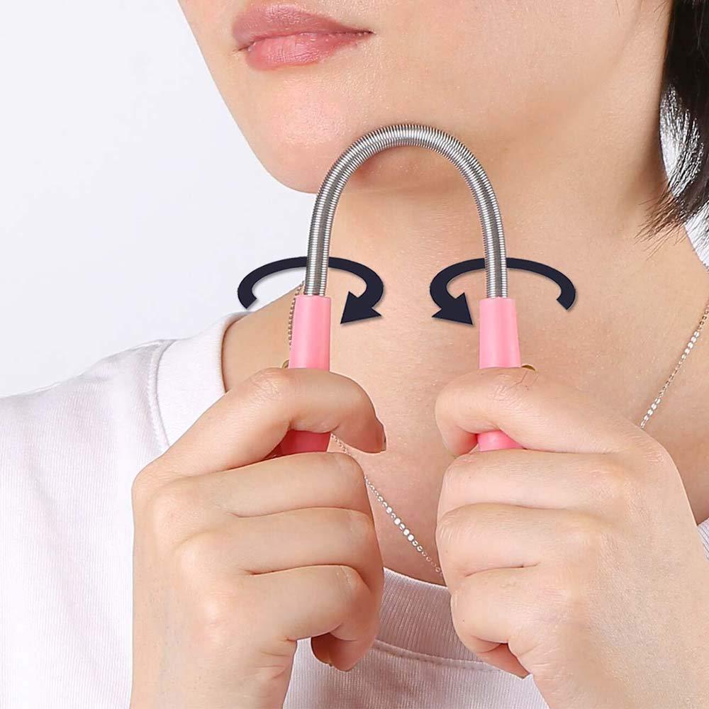 WOTOFY WOTOFY 2PCs Facial Hair Removal Spring Eyebrow Face Epilator Threading Tool for Women Chin Cheek Mustache Upper Lip