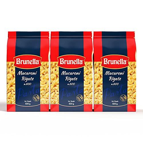 Brunella Brunella Macaroni Rigate Pasta, 500g, Pack of 3