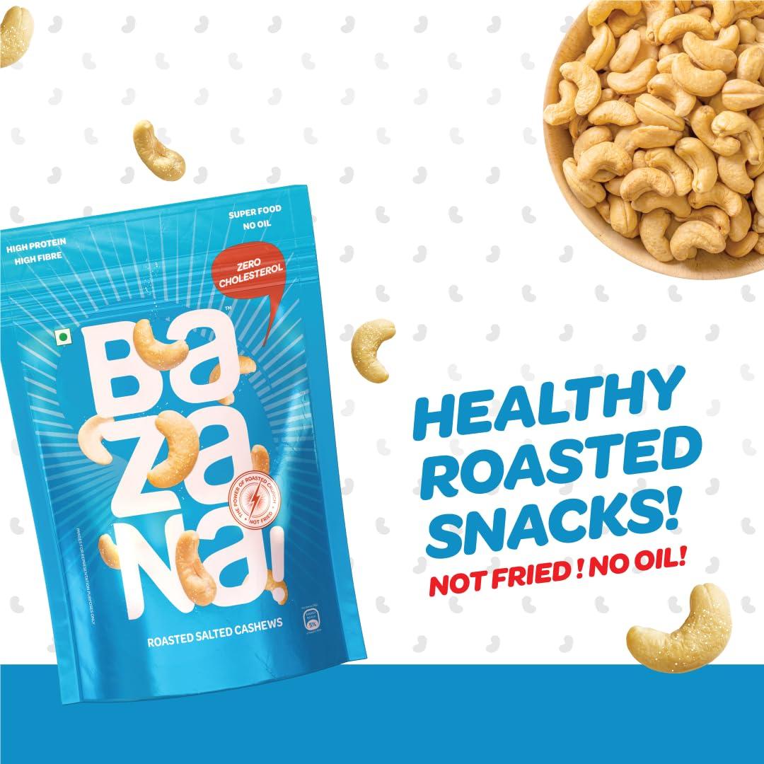 Bazana Bazana Roasted Salted Cashews (175g) - Protein-Packed, Fiber-Enriched, Healthy Fats | Elevate Your Snacking Experience with an Immunity Boost | Perfect for Vegetarians and Keto Enthusiasts