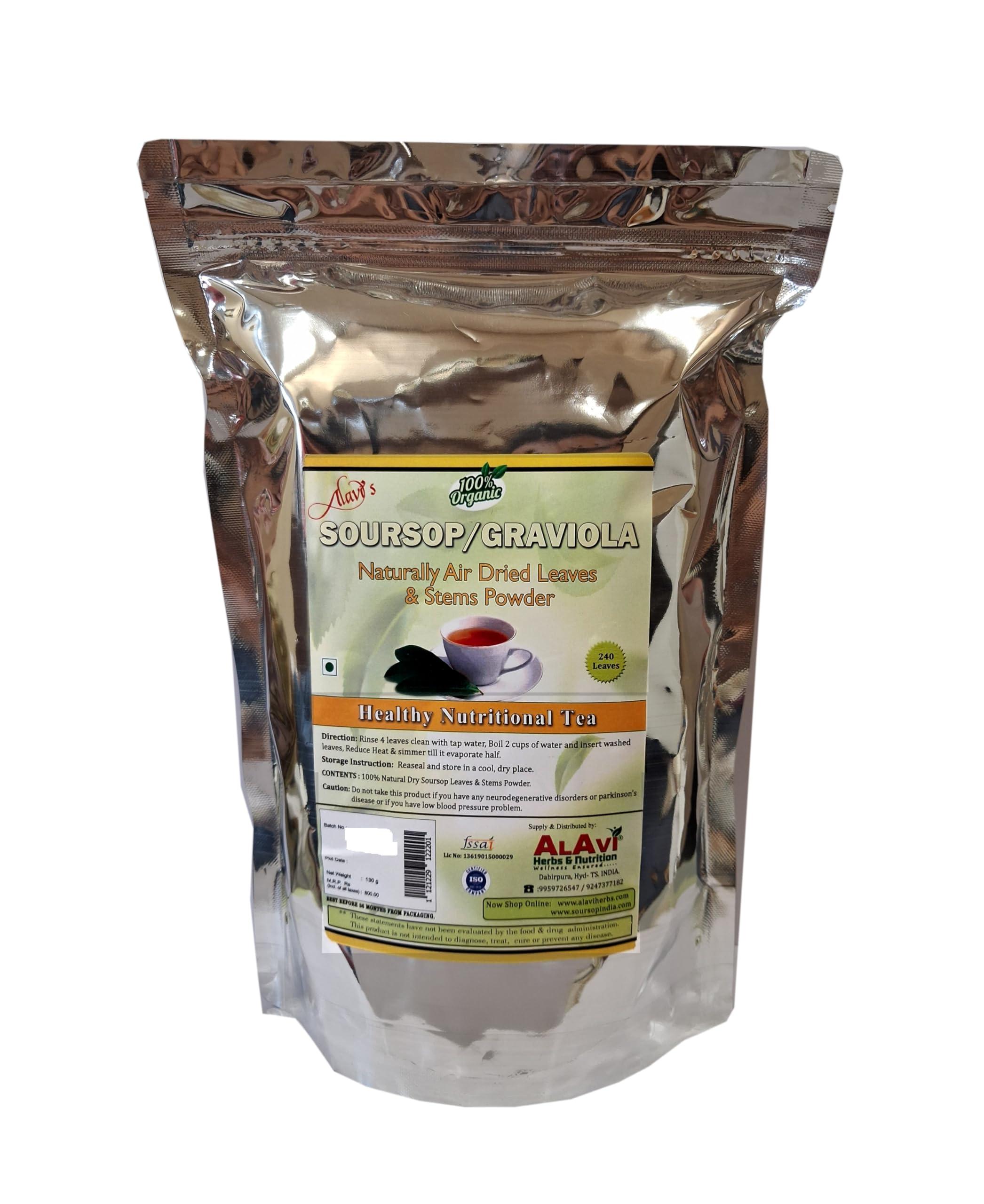 ALAVI Alavi\'s Soursop / GRAVIOLA 240 Dry Leaves with Stems Powder (Pack of 3)