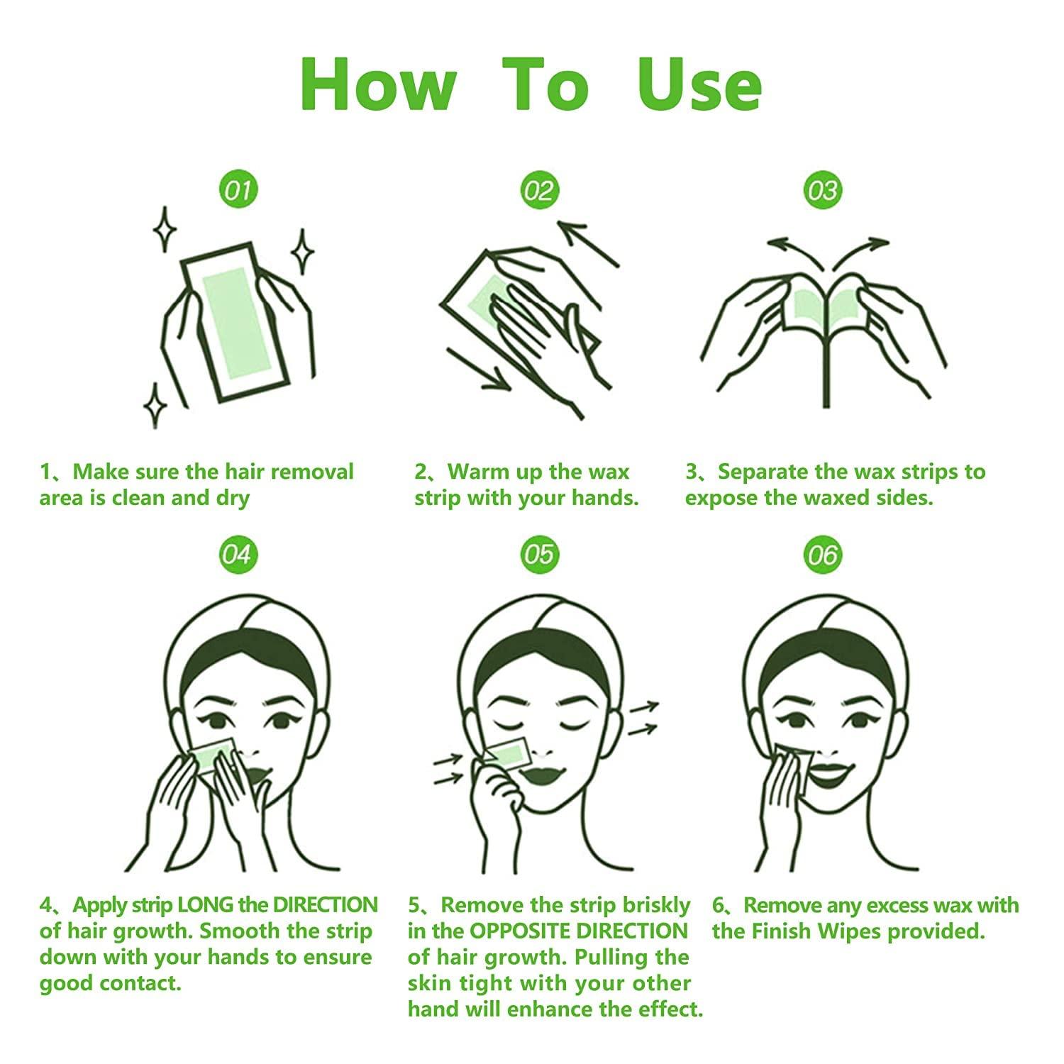 Nyamah Sales NYAMAH SALES Eyebrow Wax Strips Face Eyebrow Shaper Wax Strips Cold Waxing Strip for Eyebrow Ready to Use Facial Hair Removal Strips for Women Home 10 pc + 2pc SmothTouch Depilation Wipes- Multi.