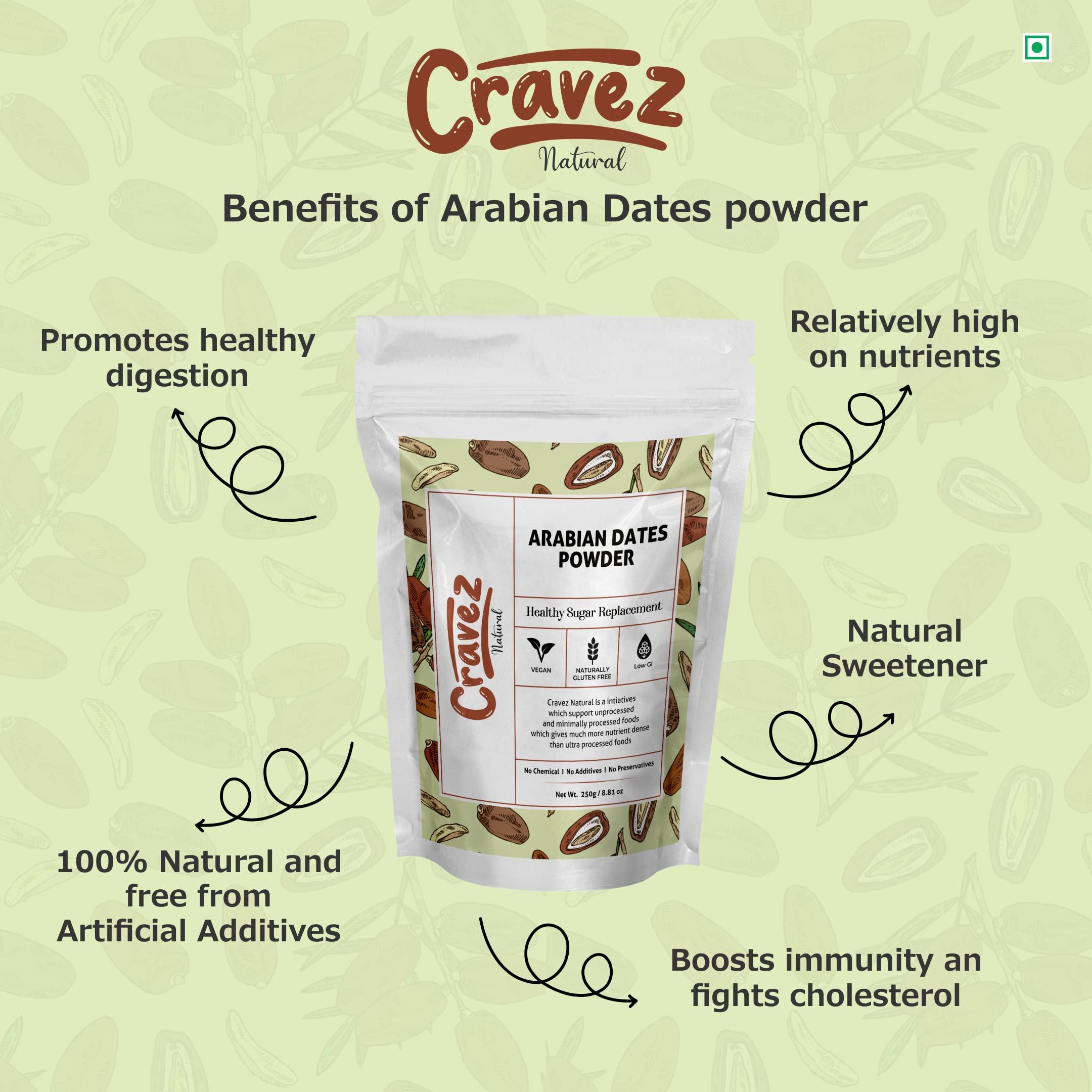 Cravez Cravez Narural Dates Powder (250G) | Fined Kharek/Dates Powder | Use As A Subsitute For Sugar | Kids Friendly |Packed In Reusable Premium Jar, Fresh