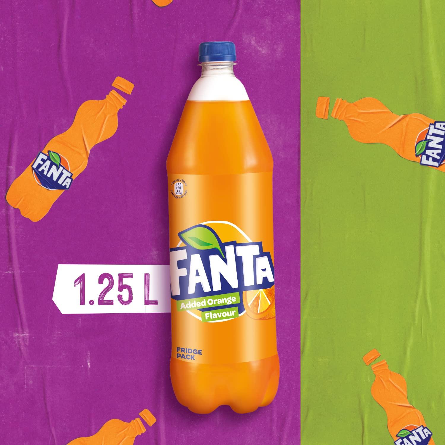 Fanta FANTA Orange Flavored Cold Drink | Soft Drink with Added Orange Flavour | Delicious Orangey Flavor| Recyclable PET Bottle, 1.25 L