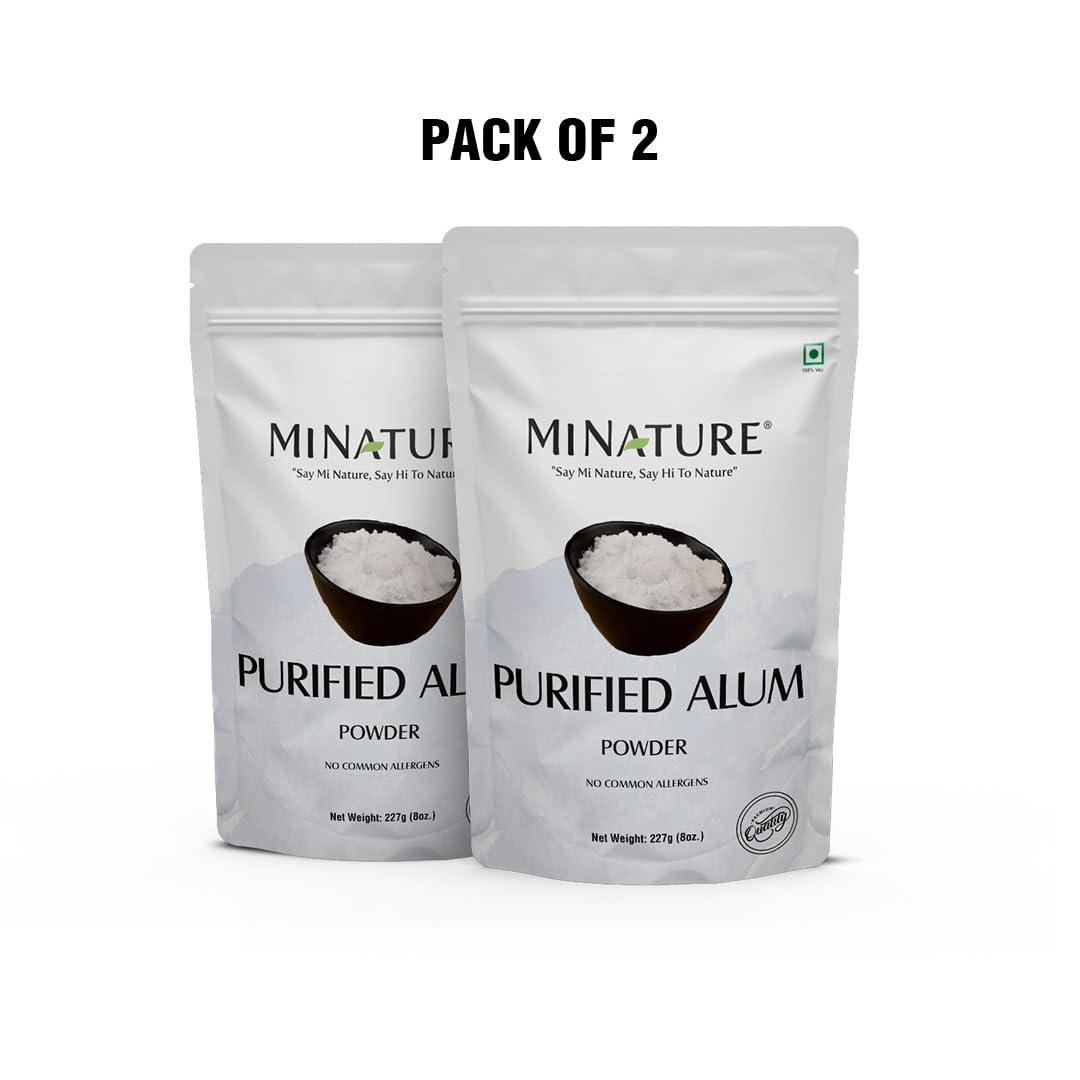 minature Alum Powder by mi nature | Purified Fitkari Alum powder (phitkari) for Skin Care |Water Purify| Pure Alum powder Cruelty Free |Pack of 2 (227g Each)