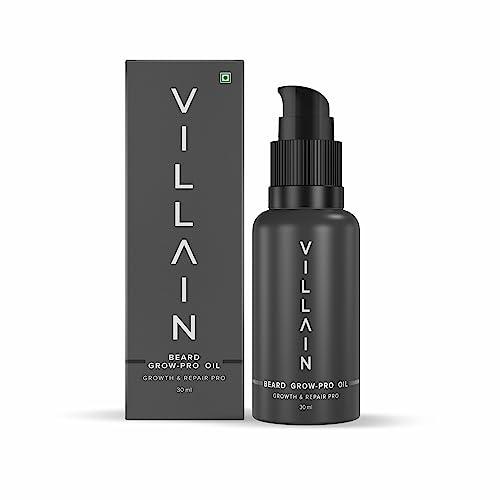 VILLAIN VILLAIN Beard Grow-Pro Oil, 30 Ml For Faster Beard Growth And Thicker Beard, Non Sticky, Best Beard Oil, Nourishes & Strengthens Uneven Patchy Beard & Moustache, Pack of 1