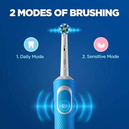 Oral B Oral B Vitality Rechargeable Rotating Electric Toothbrush for Adults with Travel Case & 2 Modes (Daily & Sensitive), 2 Min Timer with Quadpacer, 2 Year Warranty, IPX7 Water Resistant, (White, 1)