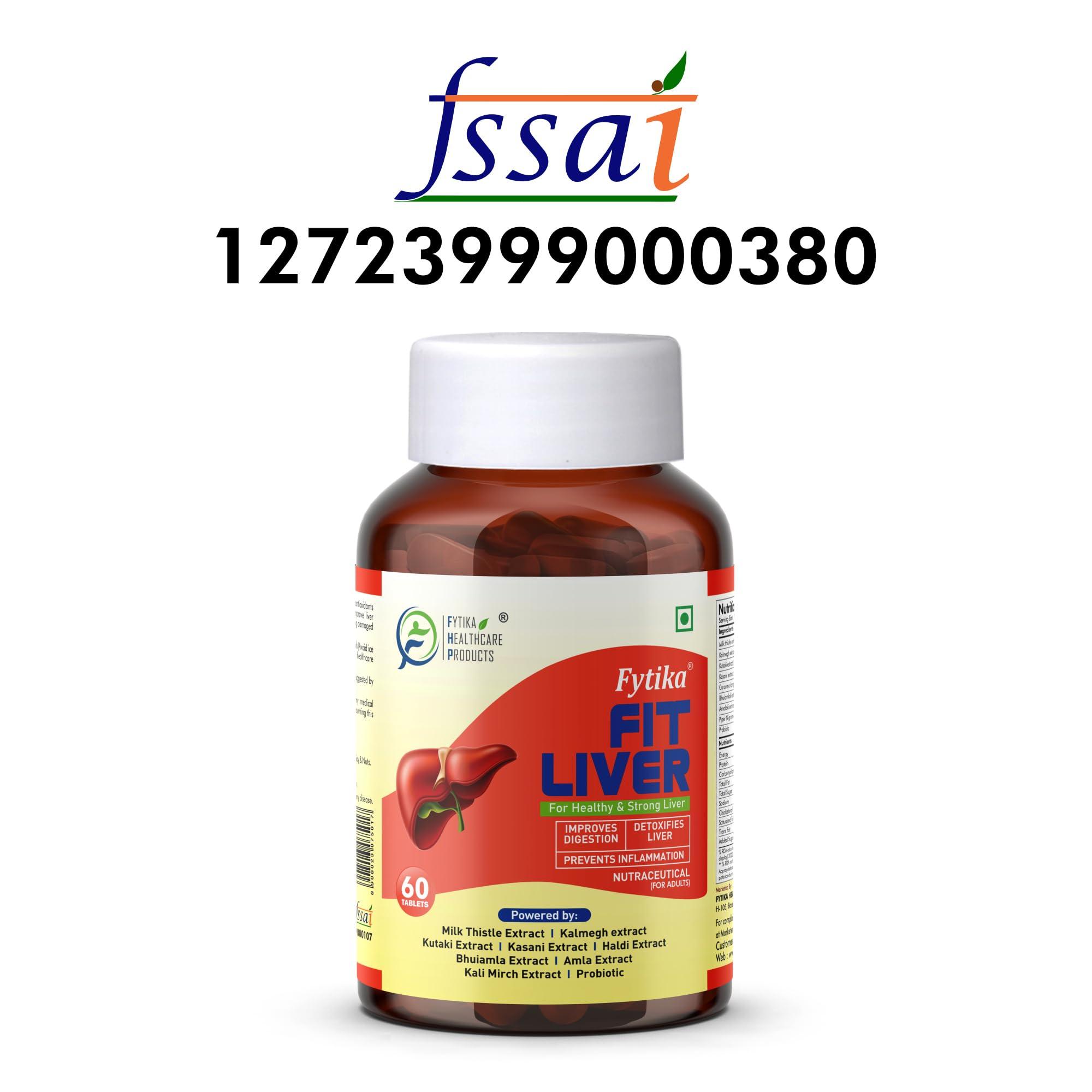 FYTIKA HEALTHCARE PRODUCTS FYTIKA HEALTHCARE PRODUCTS Fit Liver Detox Supplement with Milk Thistle (60 Tablets) | For Healthy and Strong Liver| Enriched with Milk Thistle, Kalmegh, Kutki, Curcumin, Bhuiamlaki and Probiotics