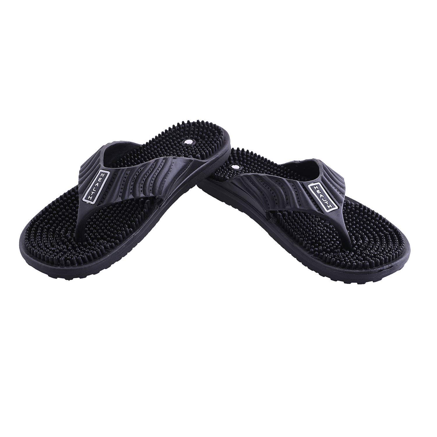 LRK LRK ACUPRESSURE Unisex Rubber Acupressure Slipper For Pain Relief (1 pair) (Black, 6)