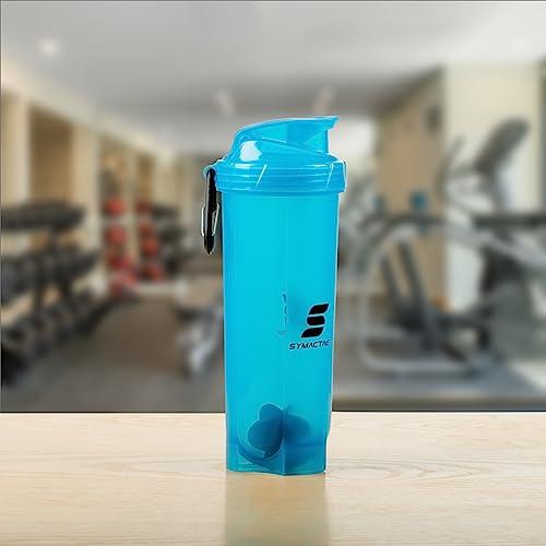 Amazon Brand - Symactive Amazon Brand - Symactive Leakproof Unbreakable Gym Protein Shaker Bottle with Rounded Bottom, Blender Ball & Hook, BPA-Free (Color: Blue, 700 ml),Plastic