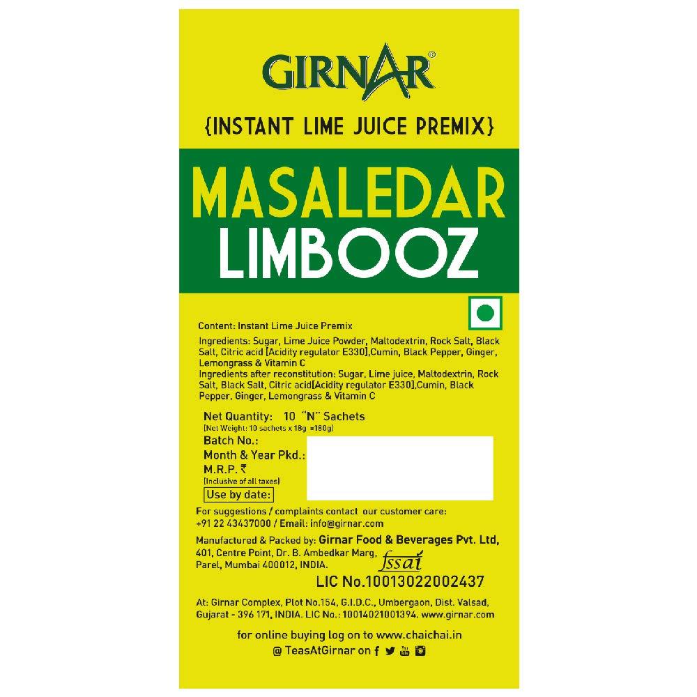 Girnar Girnar Masaledar Limbooz, Lemongrass, Cumin, Ginger, Instant (10 Sachets)