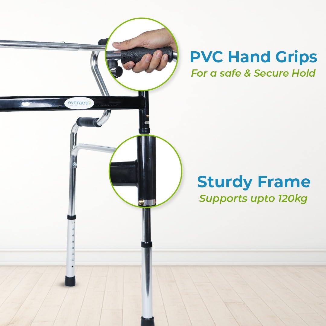 Everactiv by HCAH Everactiv by HCAH Step Walker for elderly and Senior Citizens, Dual grip for easy movement through stairs,100 Kg weight bearing Capacity, Easy Folding Mechanism