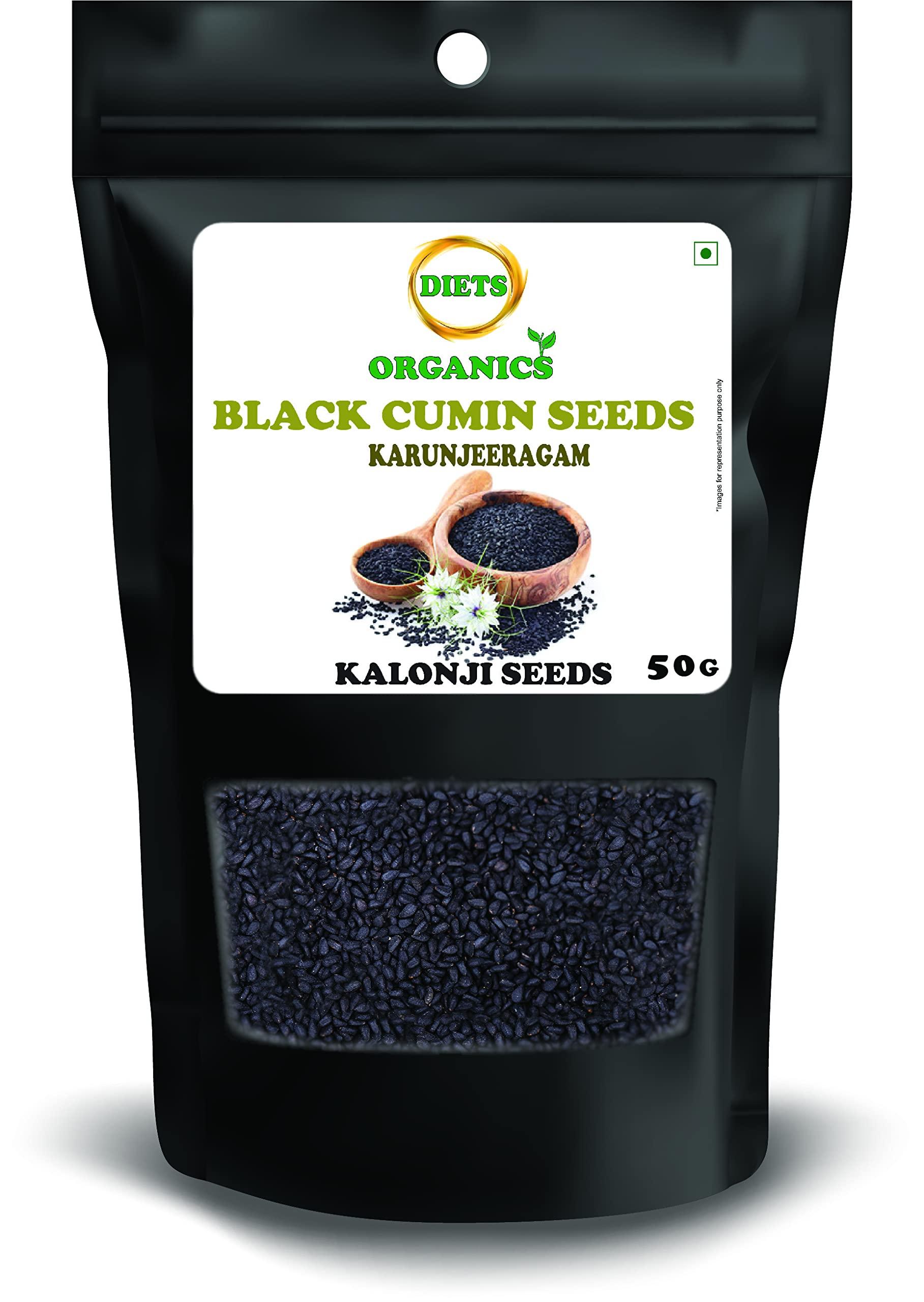 DIETS ORGANICS Diets Organics Black Cumin seeds -50 g(2), karunjeeragam, kala jeera, kalonji seeds- 50 grams