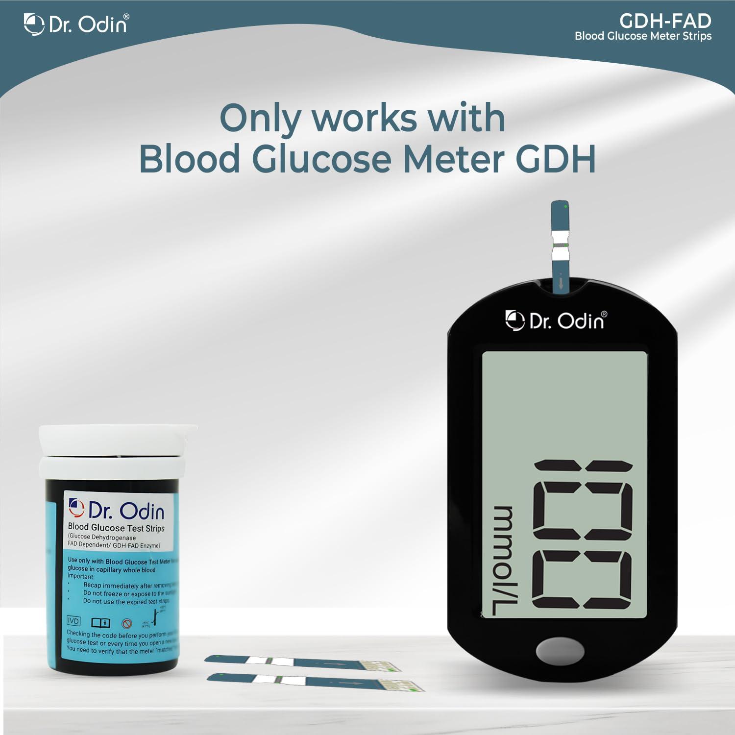 Dr. Odin Dr. Odin AC-307 (GDH-FAD) Blood Glucose Test Strips, For Self Testing Sugar Levels With GDH-FAD Monitoring Machine 50 Glucometer Strips