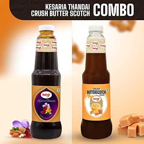 SHREE Guruji Shree Guruji Kesaria Thandai & Butterscotch Badam Dry Fruit Syrup Pack Beverage Refreshing Drink (1 Liter)