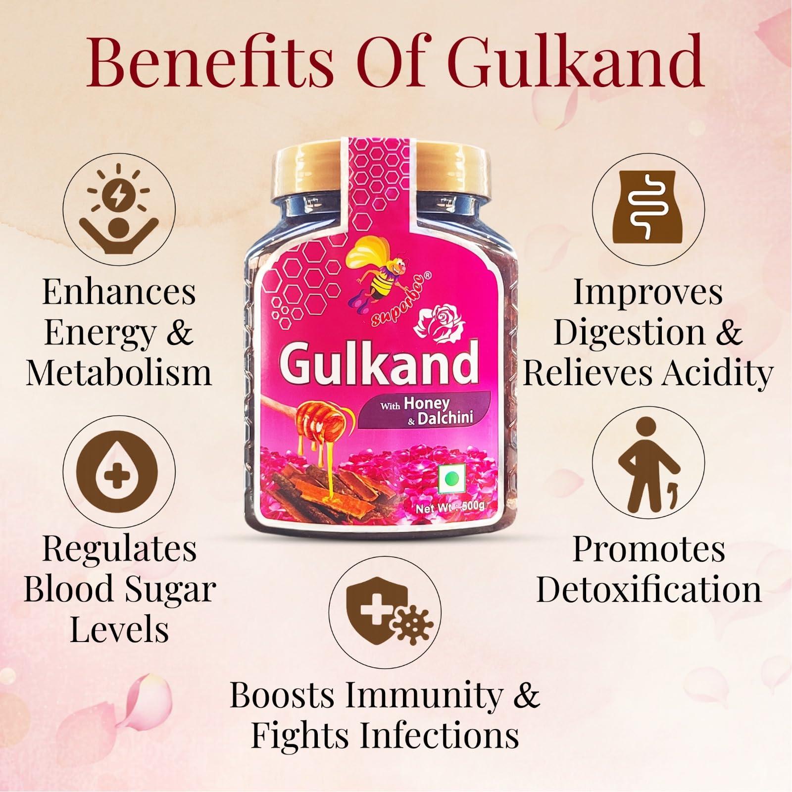 Super bee Superbee 100% Natural Gulkand with Honey and Dalchini (Cinnamon) 500gm