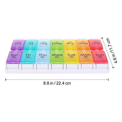EXCEART EXCEART 14 Grids 7 Days Pill Box Organizer Weekly Pill Organizer Large Pill Organizer Pill Cases Meds Box Pill Box Case