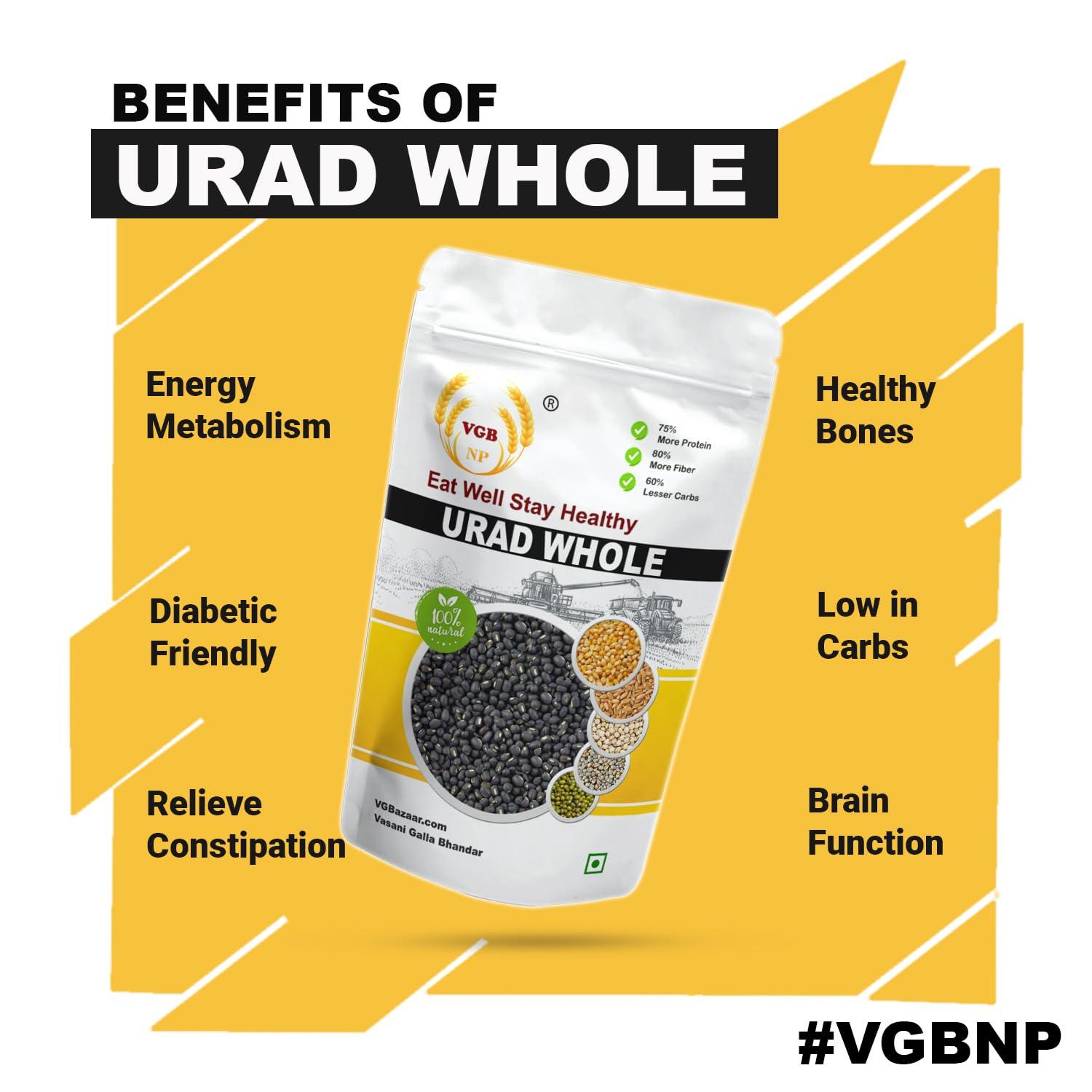 VGBNP VGBNP Natural Whole Black Urad Dal (Kali Urad dal) Unpolished Black Urad Dal, Sabut Urad ki dal (khadi Urad, Black Gram Whole) Healthy & immunity builder Urad dal - 2kg