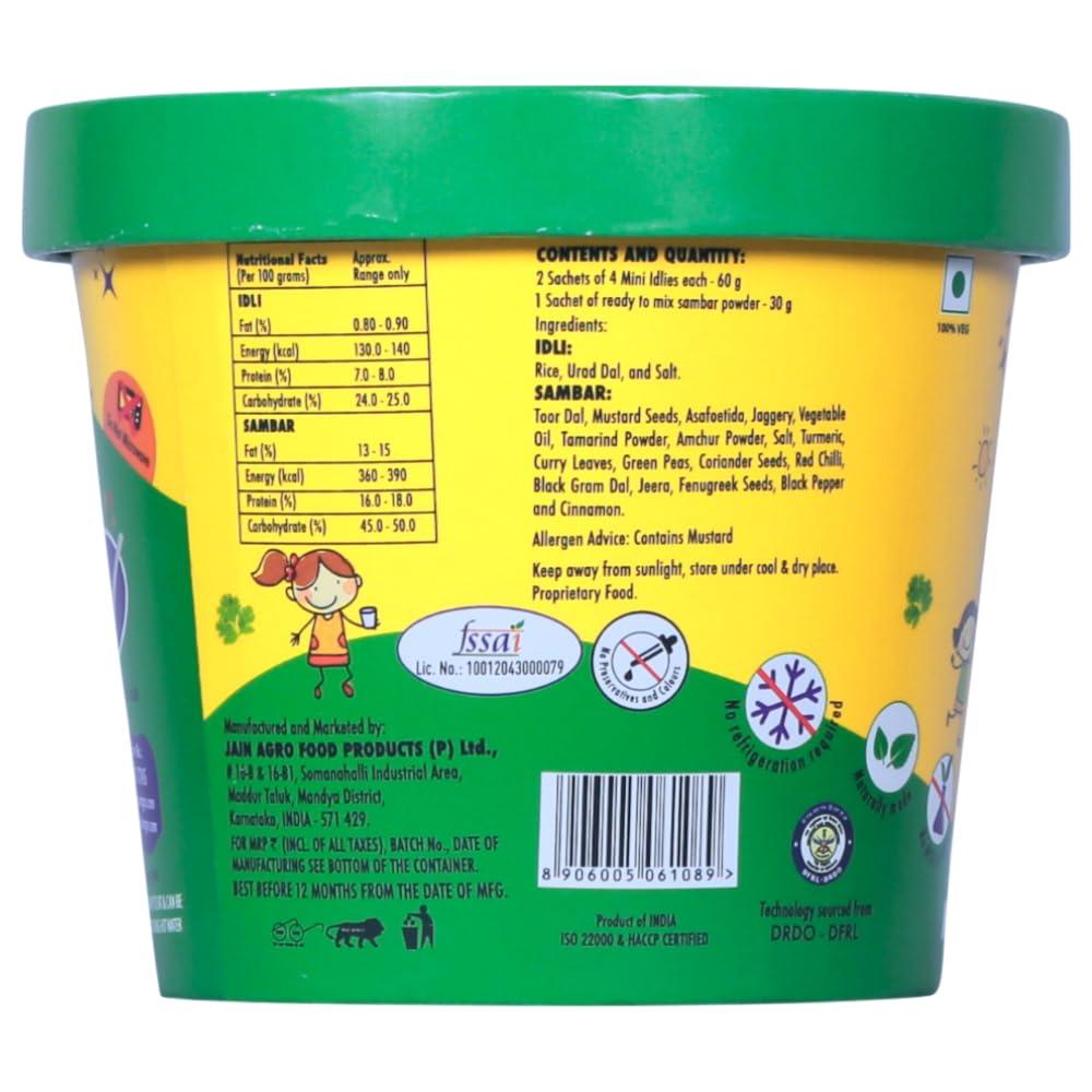 AMAJAIN Amajain Instant Sattvik Healthy Idli Sambar, Ready-to-Eat, No Added Preservatives, No Added Flavours, Jain-Friendly, 90g (Pack of 2)