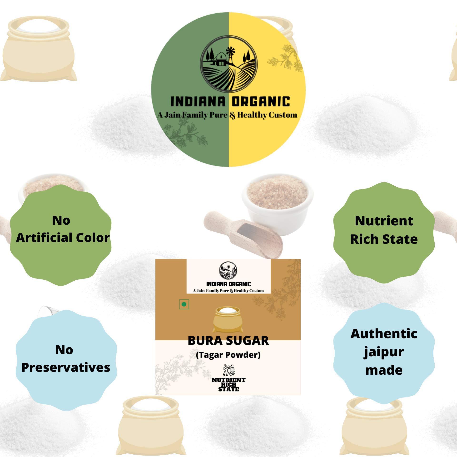 INDIANA ORGANIC Indiana Organic Bura Sugar, Tagar Powder, Jaipur style Authentic bUra - 400 Grams