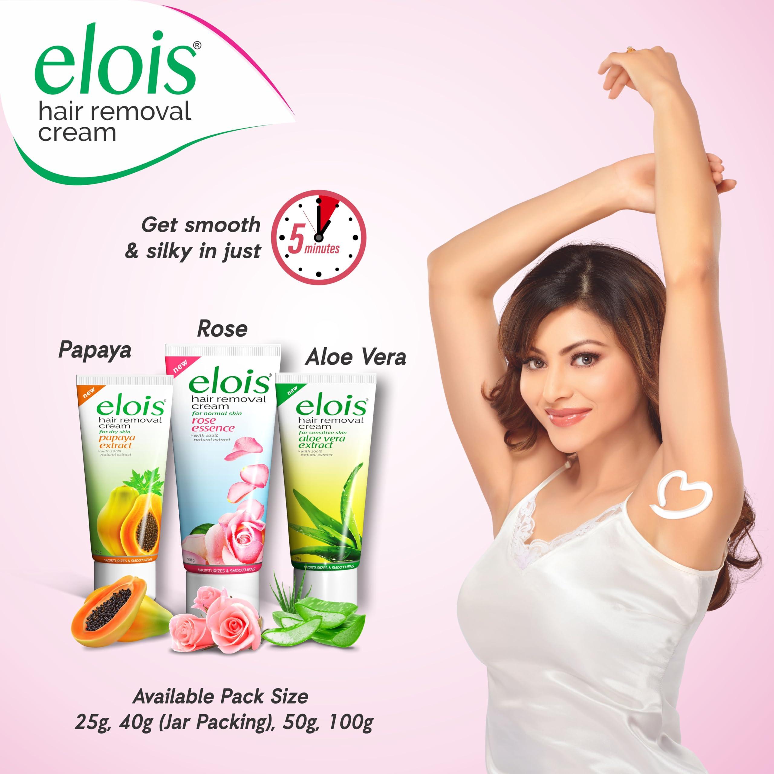 elois Elois Hair Removal Cream for Women With Rose Extract, Normal Skin(100g) Suitable for Legs, Underarms, Bikini Line 2x Longer Lasting Smoothness than Razors