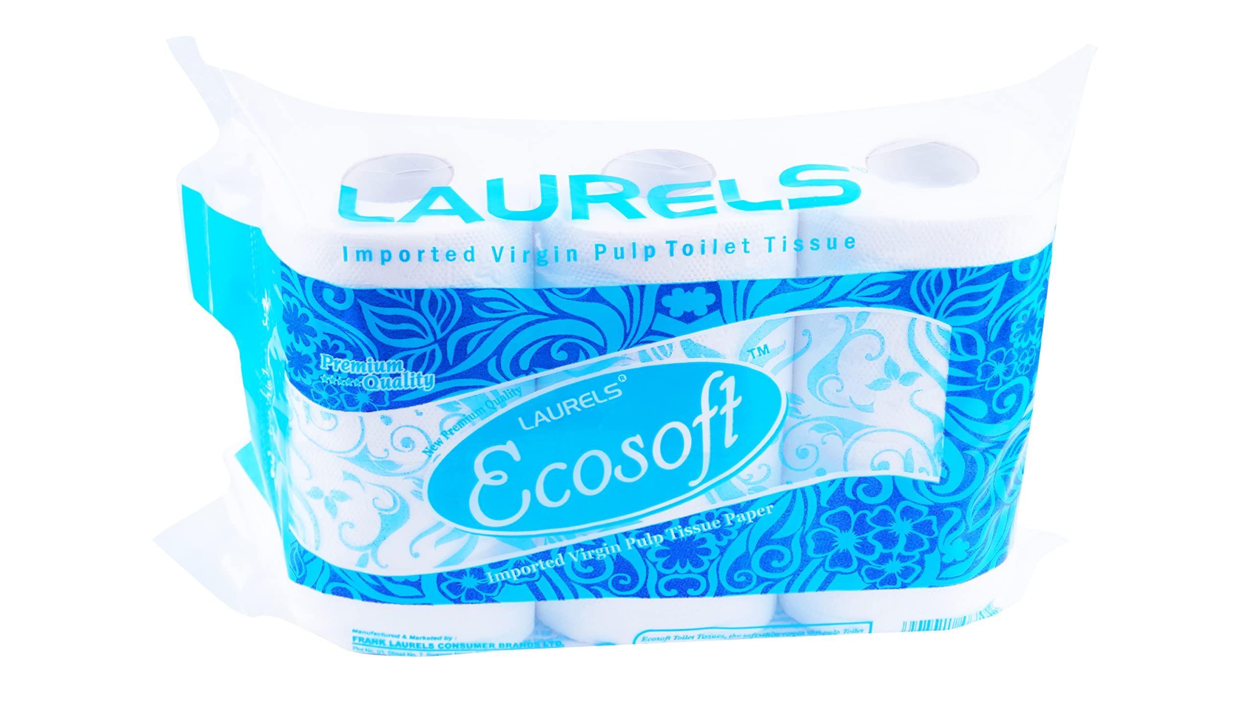 Laurels LAURELS EcoSoft Toilet Tissue Paper Roll 320 Pulls 2 Ply 10x10 cms (6 count (Pack of 1))