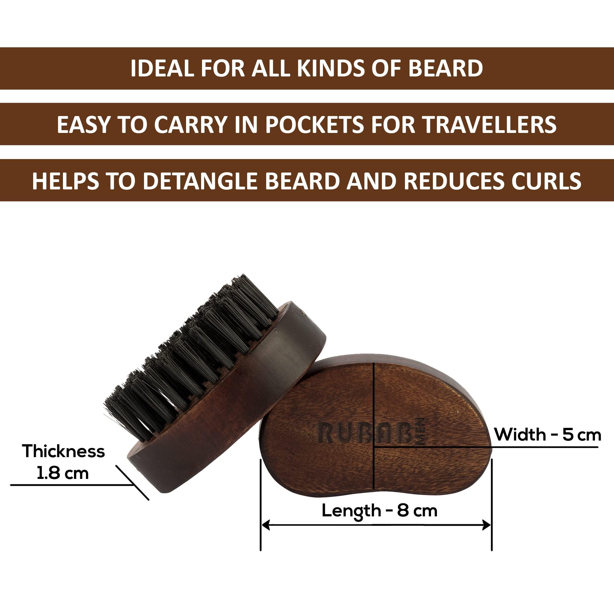 RUBAB MEN RUBAB MEN Beard Grooming 4-in-1 Kit for Men | Beard Brush, Hair & Beard Softener Balm, Wooden Beard Shaper Tool & Wooden Beard Comb for Men | Pack of 4