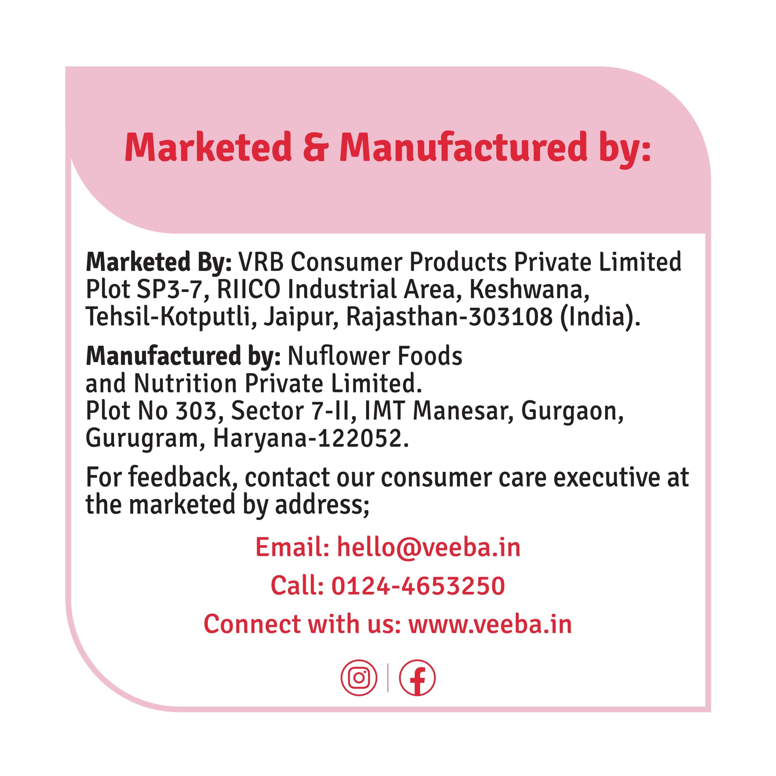 VEEBA Veeba Peanut Butter Creamy | Smooth | High Protein | Naturally Gluten Free | Vegan | Trans Fat Free | No Added Preservatives | Added Calcium, Iron, Vitamin A & D | No Added Colour & Flavour | Non GMO | 340 g