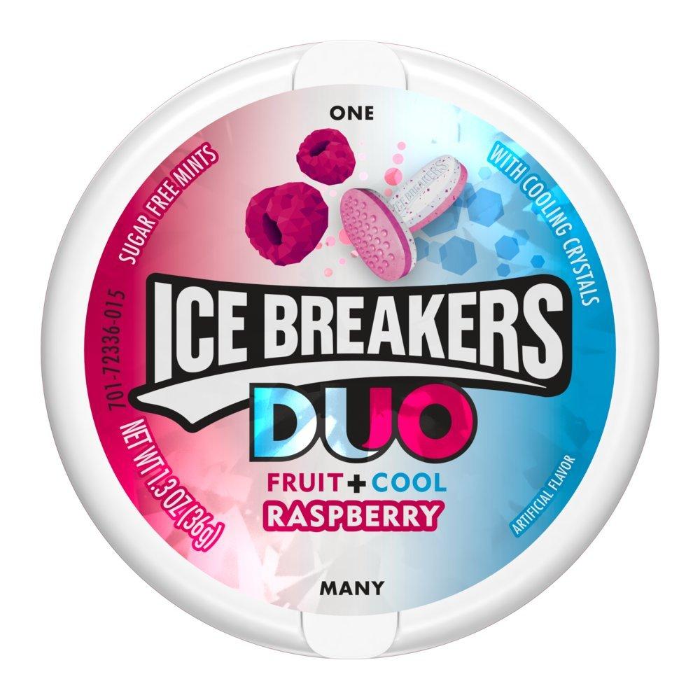 Ice Breakers Ice Breakers Sugar-free Duo Fruit + Cool Raspberry Mints, 36g - Pack of 2, Pink & White