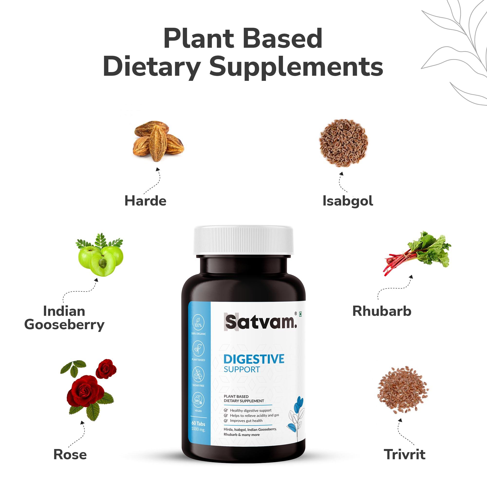 N Satvam. N Satvam Digestive Support- Dietary Supplement | Rich in Hirda, Isabgol | Provides Digestive Support | Relives Acidity and Gas | Suitable for Men and Women-(60 Veg Tablets) Pack of 1