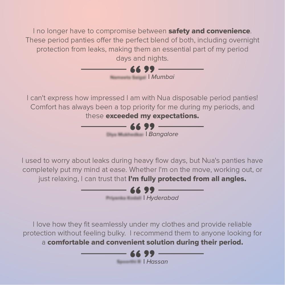 Nua Nua Overnight Period Panties for Women | 360 degree coverage | for Heavy Flow | Unscented | 5 Disposable Period Panties | Extra Large | Upto 0% Leakage (Pack of 4)