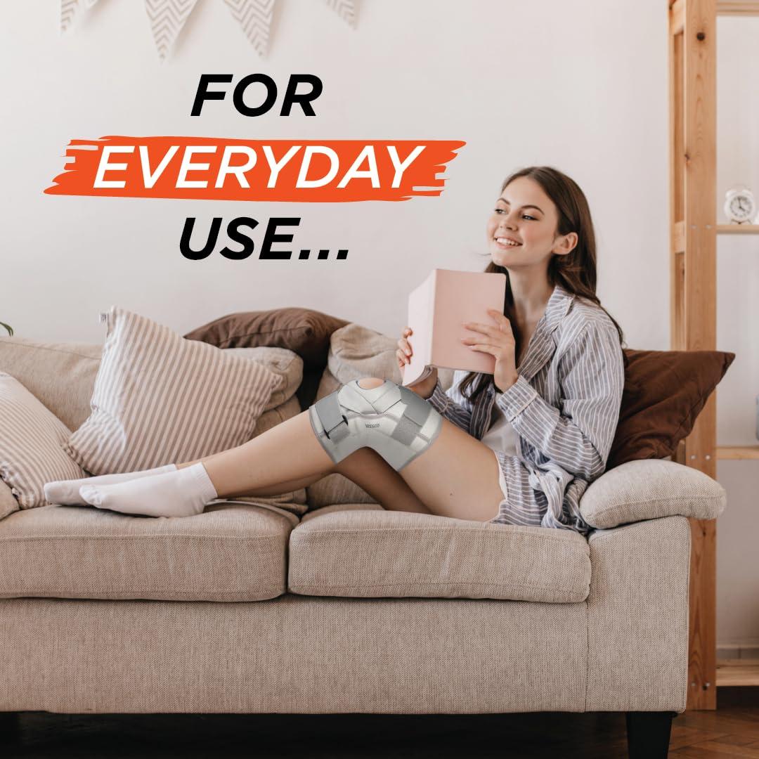 Vissco Vissco Neoprene Hinged Patella Knee Brace (Moderate Support), Knee Support for Pain Relief, Knee Injury Braces for Walking, Running, Gym, Workout - (CLOSED TYPE) - Small (Grey)