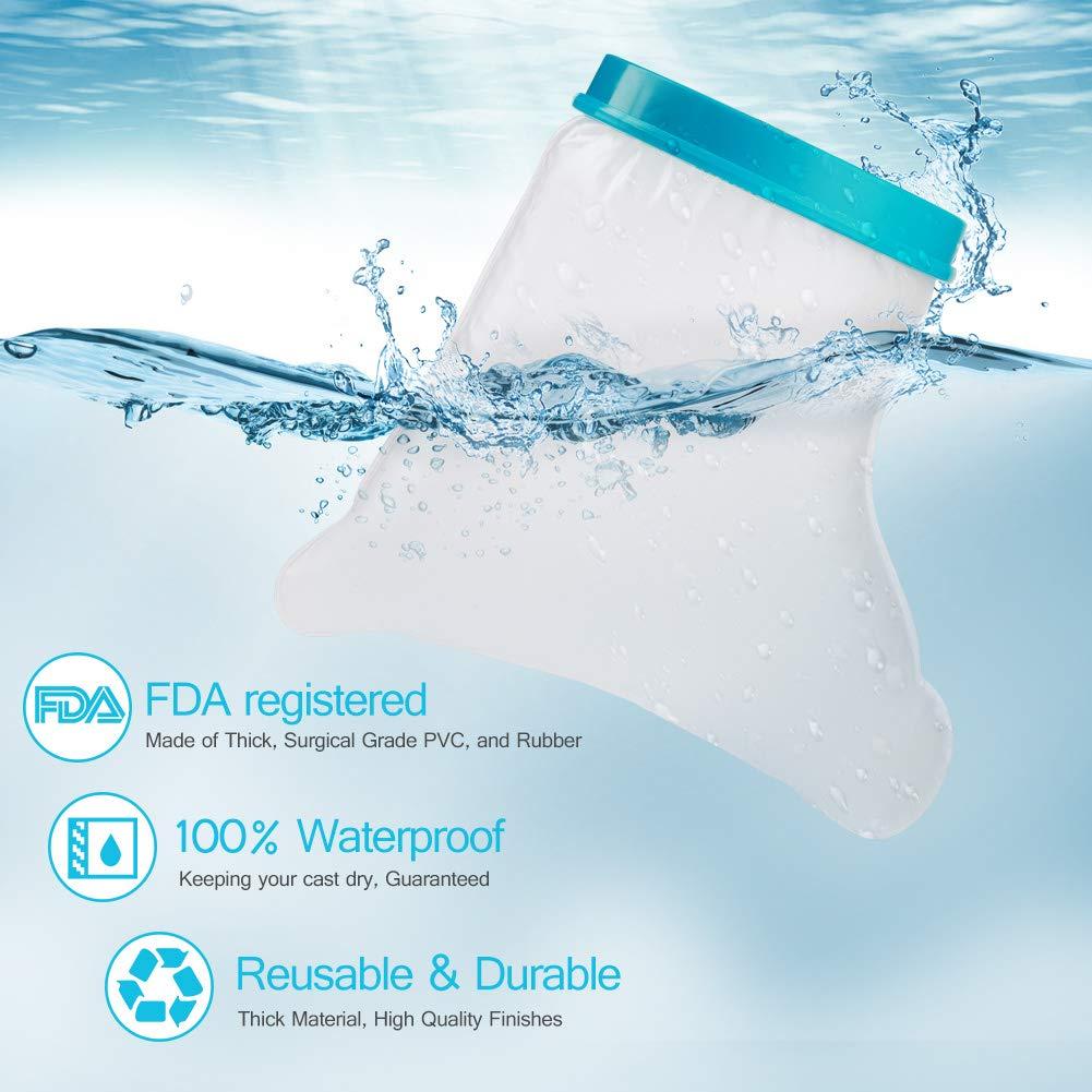 UpGoing Waterproof Foot Cast Wound Cover Protector for Shower Bath, Watertight Cast Bag Covers for Broken Surgery Foot, Wound and Burns Reusable (12.9x13.5x7 Inches) [New Upgrade]