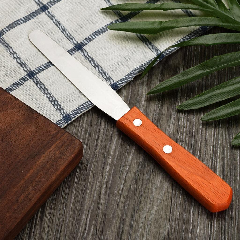 CALANDIS CALANDIS Straight Stainless Steel Waxing Spatula Metal Wax Mixing Applicator with Wood Handle Body Eyebrow Hair Removal Tool