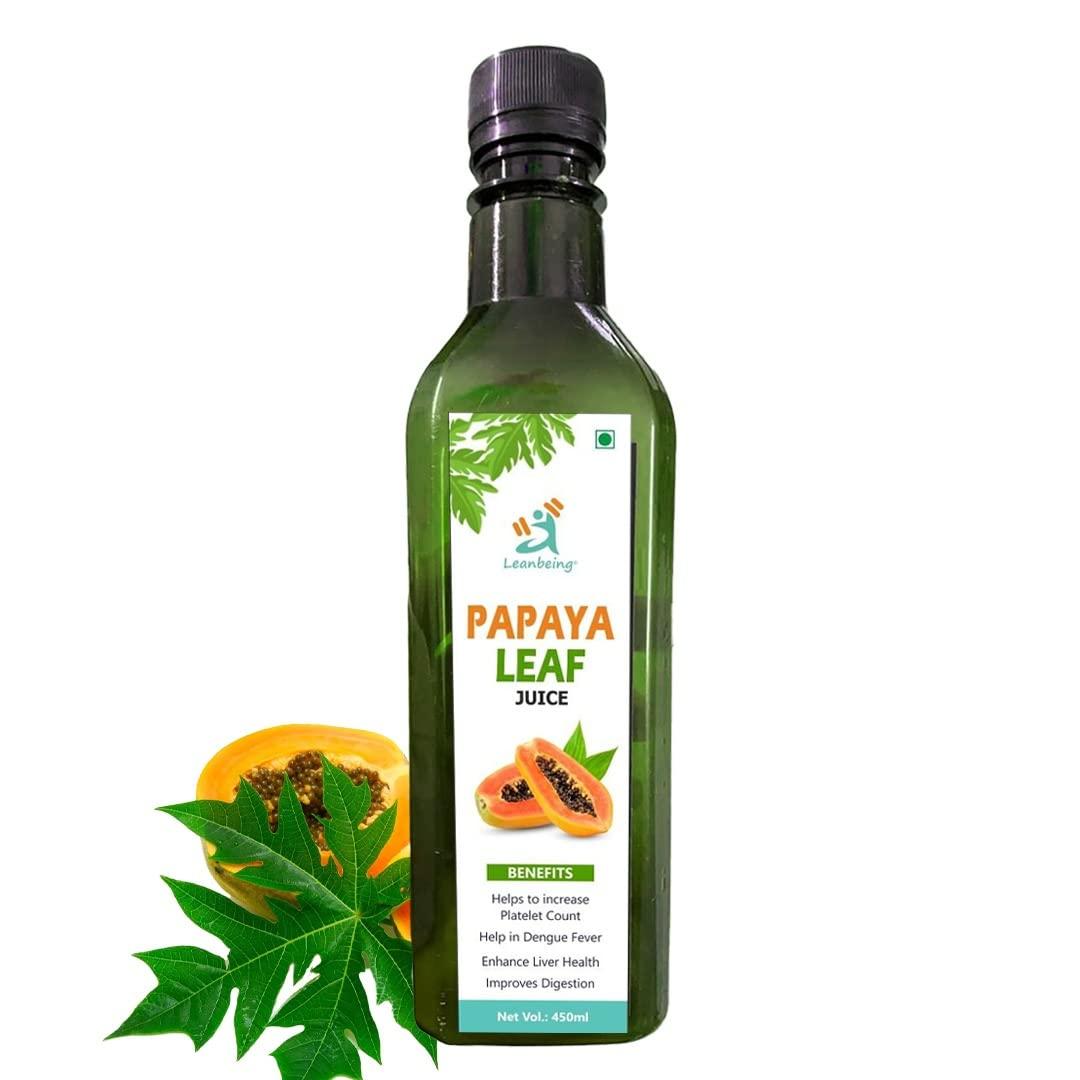 LEANBEING Herbaveda - Papaya leaf juice 900ml ( 450ml *2 )| Pure | Increases Platelet count | Good For skin & hair
