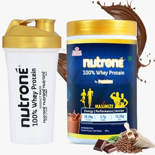 Nutrone Nutrone 100% Whey Protein Powder by PentaSure | Choffee 480g | Per Serving 25.28g Protein, 5.7g BCAA, 12.20g EAA for Gym workout and Athletic needs | With Free Shaker