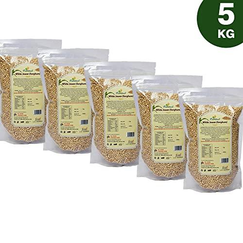 Farmbean Farmbean Raw White Sorghum/ White Jowar Seeds for Eating, Healthy Seeds Unroasted White Sorghum/ White Jowar Seeds, Raw and Unsalted - 5 KG