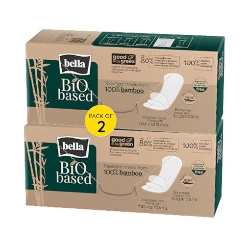 Bella Bella Bio-Based Organic Pantyliner for Women Daily Use | Dermatologically Tested, Vegan, Bamboo Topsheet | Ultra Thin (2mm) | 100% Recyclable Packaging | Biodegradable | Size Small | Pack of 2 - Total 56 Pcs