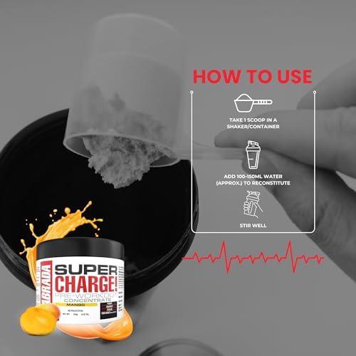 Labrada Labrada Super Charge Pre-Workout Concentrate Powder 150G, Mango (30 Servings | 0.75G L-Arginine |375Mg L-Citrulline Malate |2G Beta Alanine | 150Mg Caffeine Anhydrous | 250Mg Ashwagand