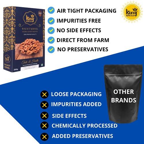 KING UNCLE KING UNCLE Californian Walnut Kernels (Akhrot Giri) (Extra Light Halves), 250 Grams, Blue Box