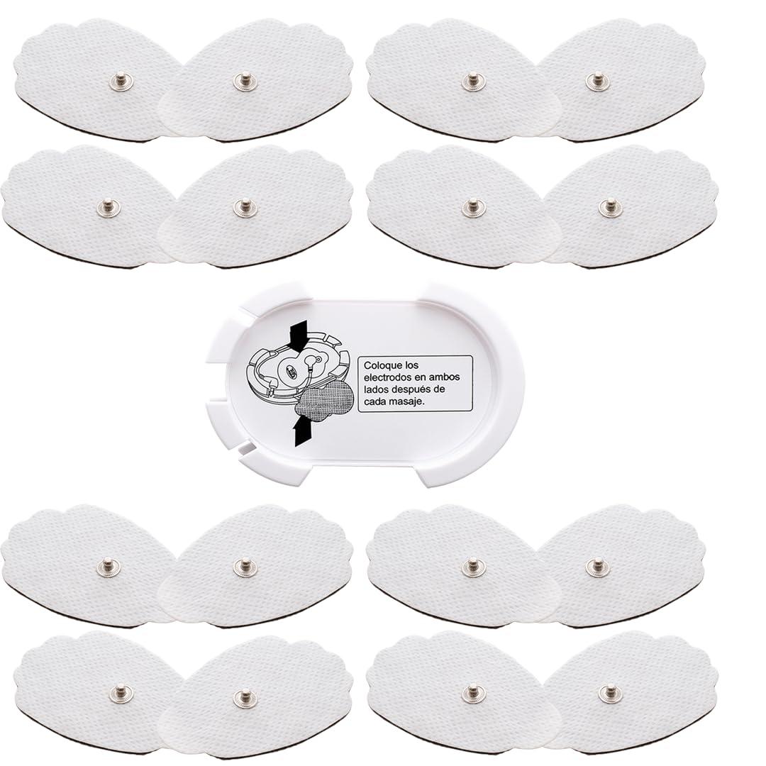 TechCare Massager Tens Unit Pads Patches Holder with Extra Replacement Reusable Electrodes 8 Pairs Stick-on Snap on Pads FDA 510(k) Cleared For TechCare Massagers iRest Massager Unimed Massager Tens Machine Device