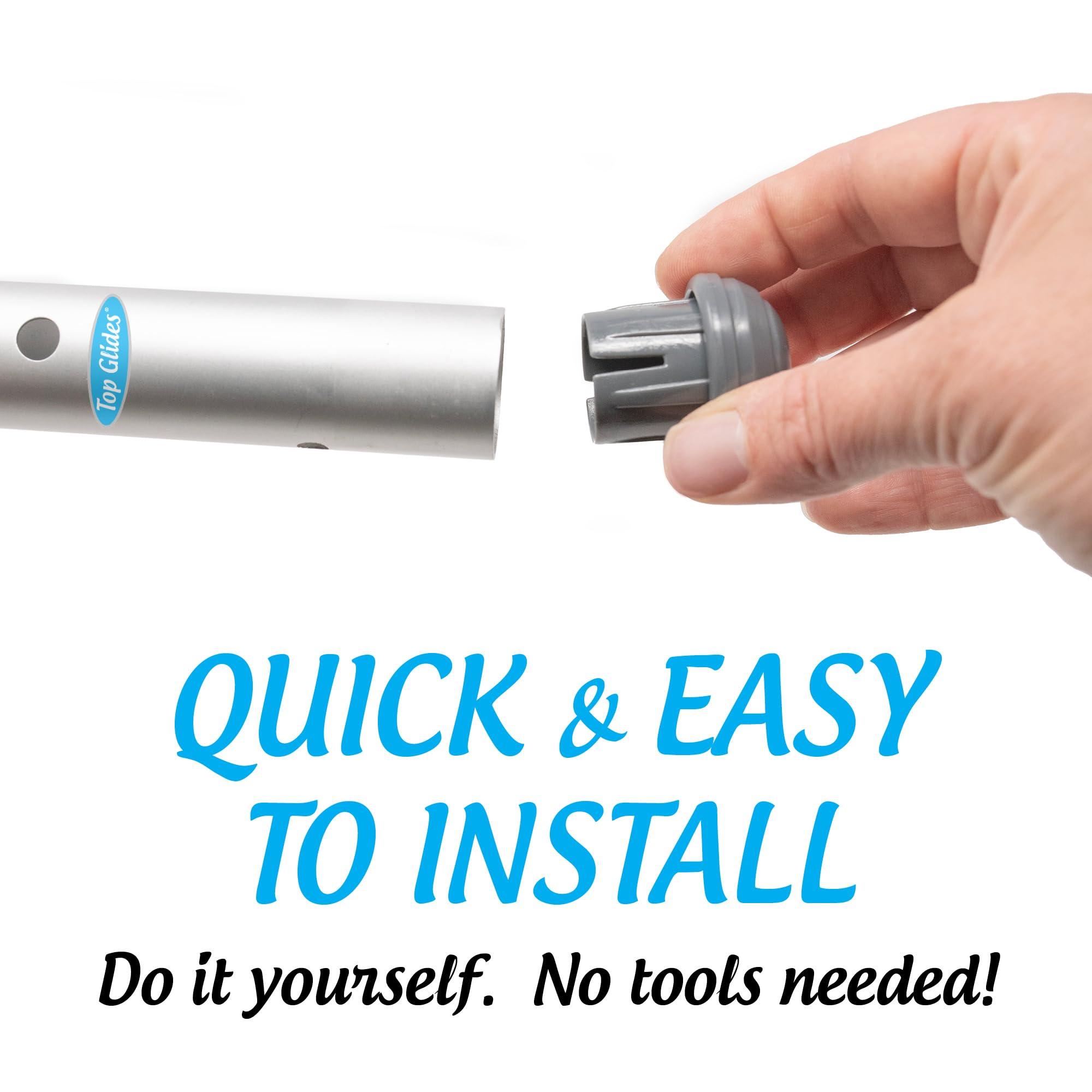 Top Glides Durable Mushroom Walker Glide Caps - Gray (3 Pairs)