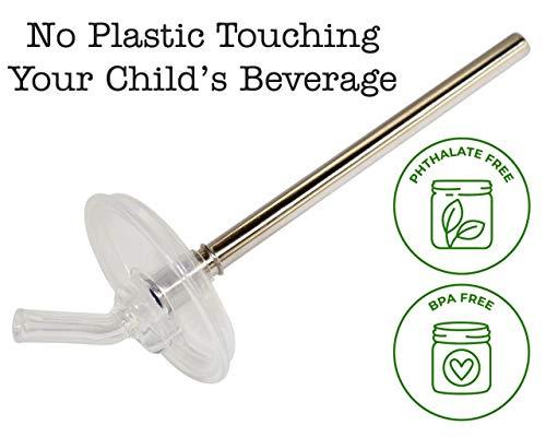 Mason Jar Lifestyle Extra Short 5\" Safer Stainless Steel Straws for 12oz Thermos Funtainer, Cocktails, Small Glasses or Cups (4 Pack + Cleaning Brush)