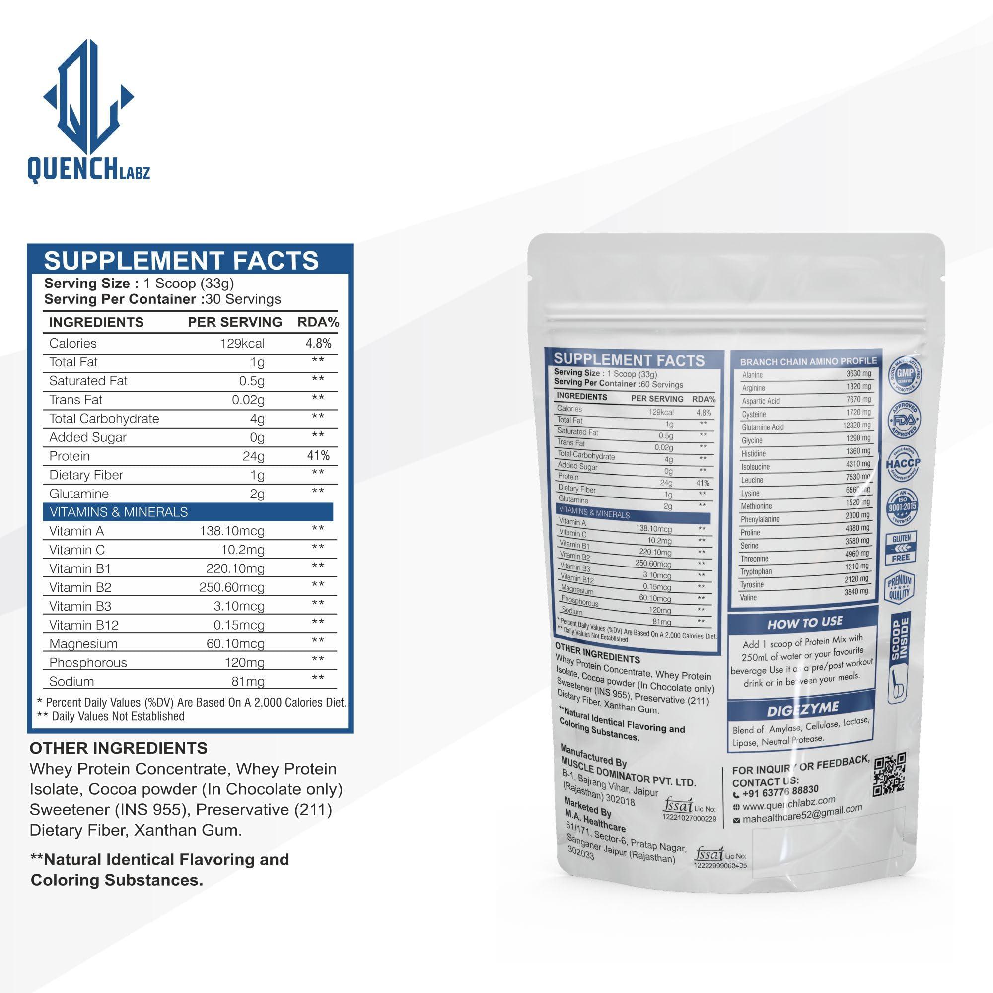 QUENCHLABZ QuenchLabz Whey Protein | Clinically Tested 50% Higher Protein Absorption (Kulfi, 2 Serving)