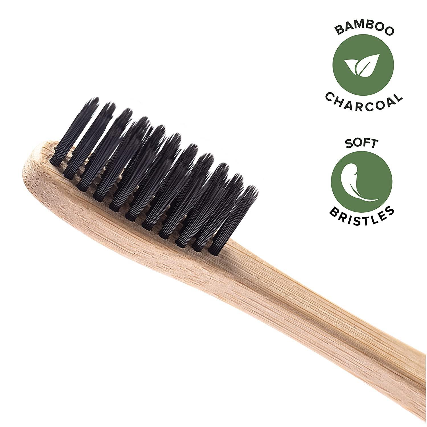 GREENZLA GREENZLA Biodegradable & Compostable Charcoal Wooden Bamboo BPA-Free Soft Bristles Eco-Friendly, Natural Manual Toothbrushes Set for Adult (12 Pack)